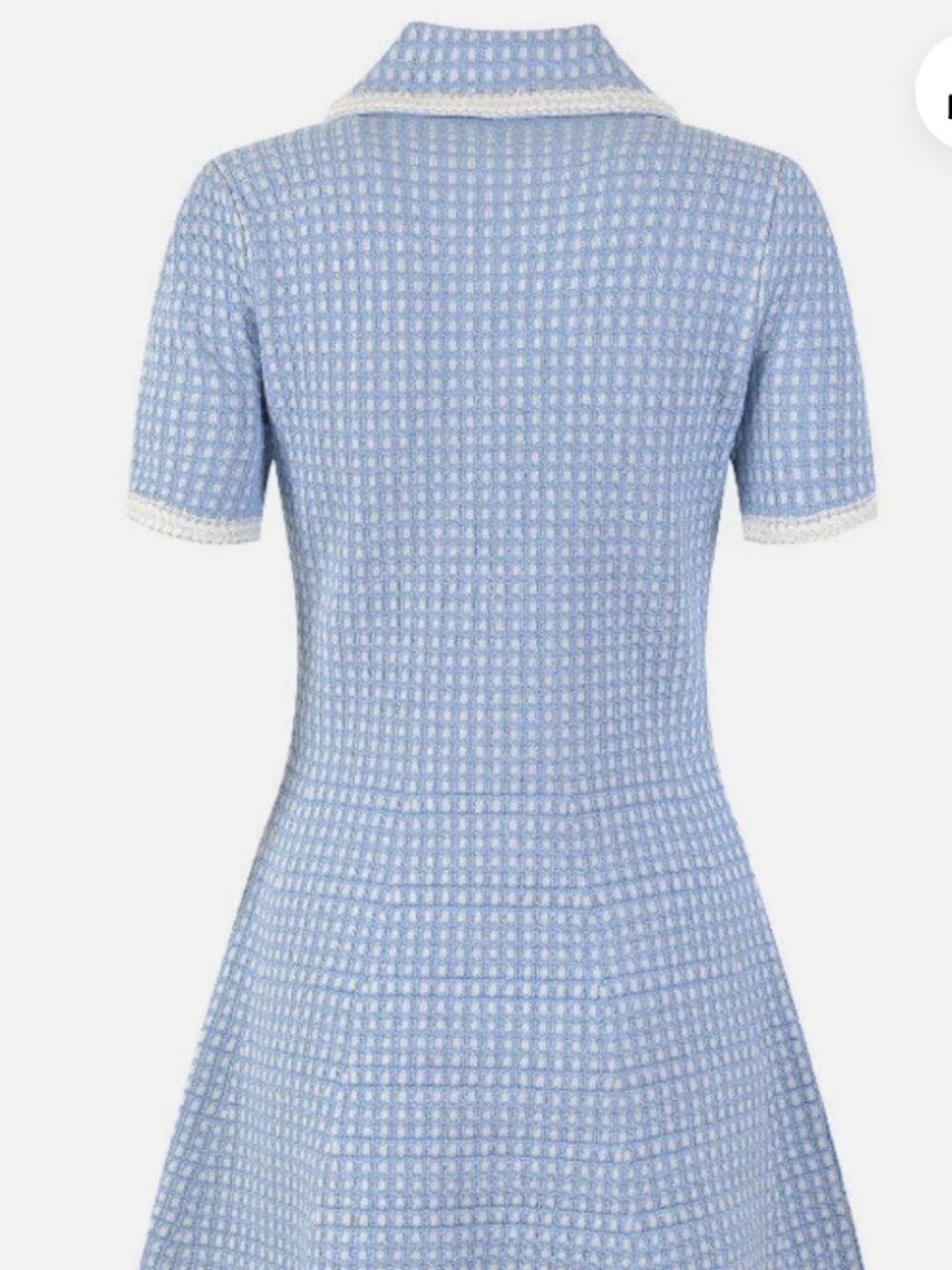 Self-Portrait Light Blue and Ivory Tweed Button-Front Mini Dress NEW - Picture 2 of 5